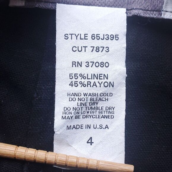 VTG Pencil Skirt Size 4 Black Linen Blend 30" x 36" Long Slit Lagenlook Lagom - Picture 5 of 14